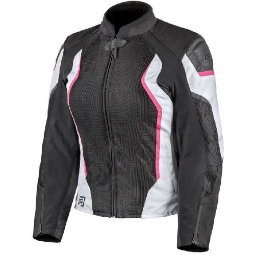 Rjays Ladies Sector Black White Pink Textile Jacket - Women Specific - 8 - Adult - Black/White/Pink - SKU:TJ0037BKPKD03