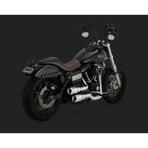Vance & Hines Hi-Output Grenades 2-2 Chrome/Chrome End Caps Dyna 06-17 (Exc Switchback)