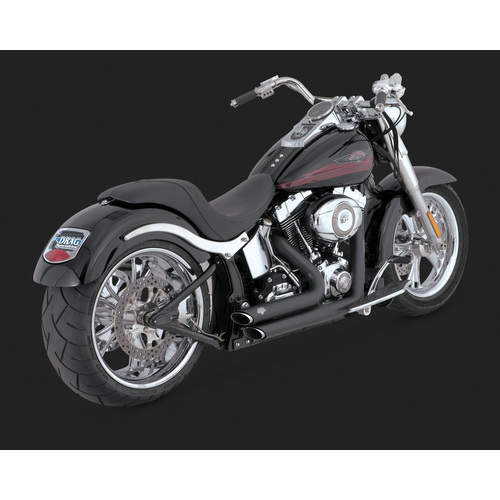 Vance & Hines 1986-2011 Softail Black Shortshot Staggered Exhaust System - SKU:V47221