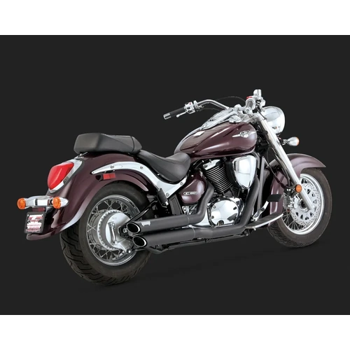 Vance & Hines Twin Slash Staggereds Blk Suzuki C50/M50 01-09