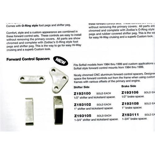 Zodiac Forward Control Spacers