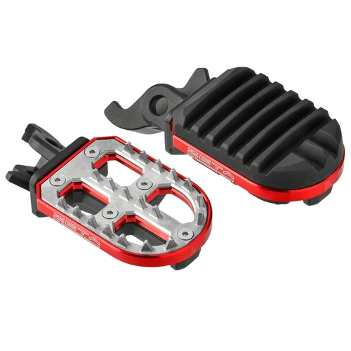Zeta Adjustable Adventure Footpegs for CRF250L/Rally '12<, XL750 Transalp, CRF1000L/1100L '18< - Red